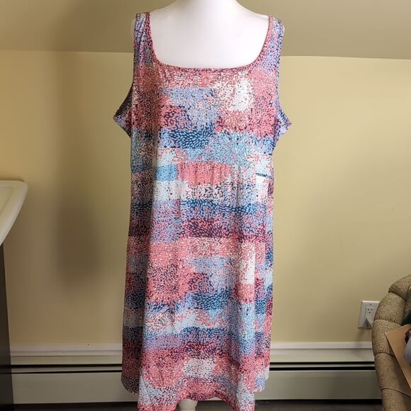 Columbia PFG 2X Pink Blue Tank Dress Omni-Freeze Advanced Cooling - Picture 2 of 9